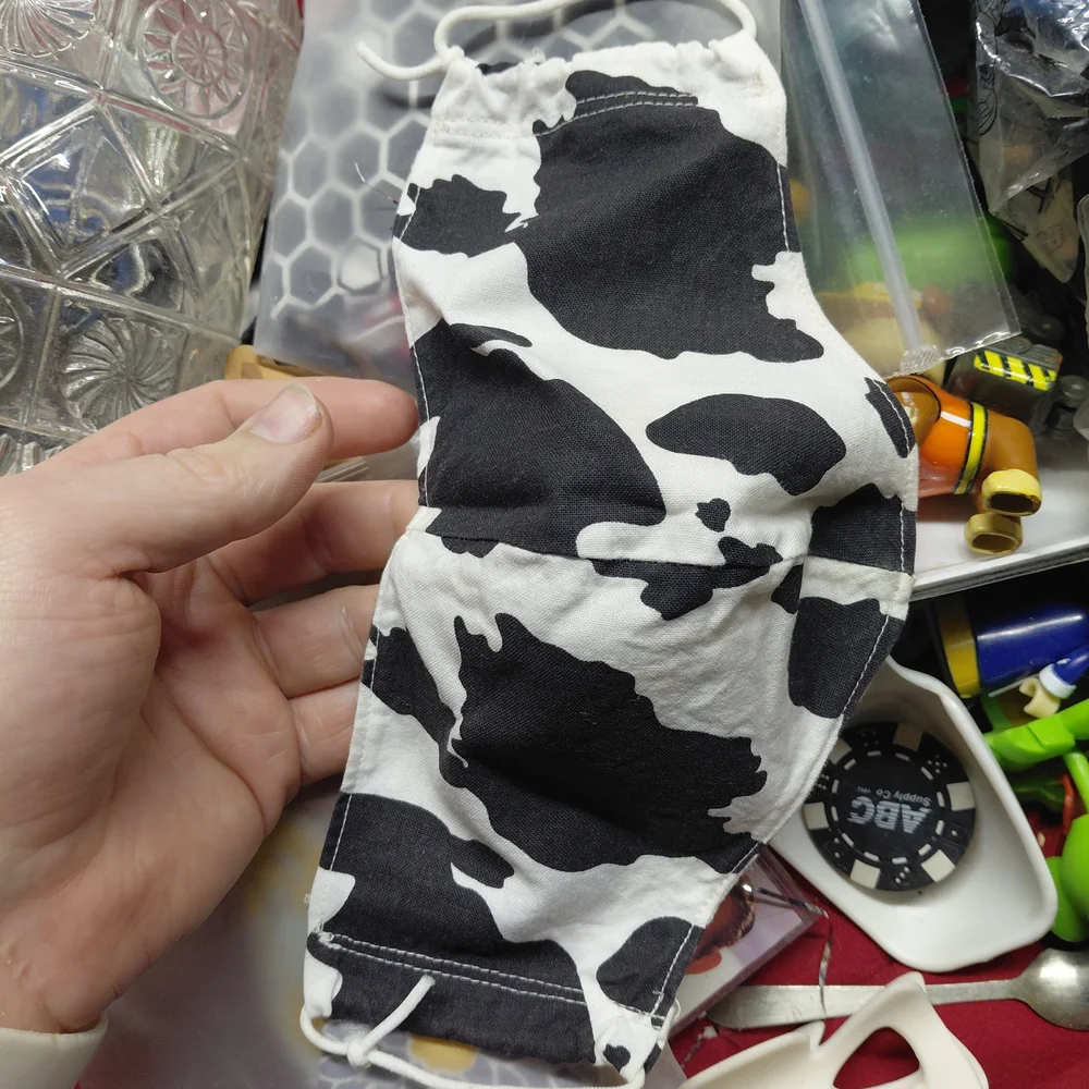 Black & White Cow Print Reusable Face Mask